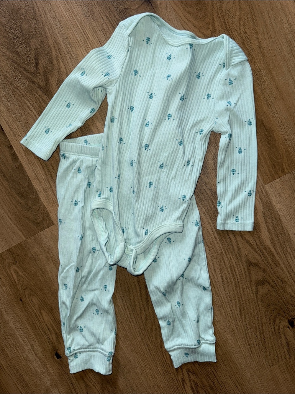 cloud island Mint Green longsleeve onesie & pants set